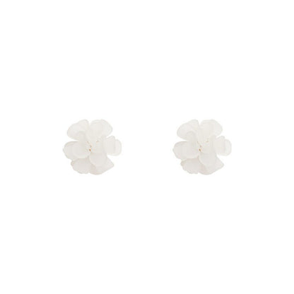 White Flower Earrings - 3D Red Niche-Jewearrings