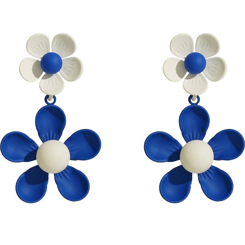 White Flower Earrings - Contrast Design-Jewearrings