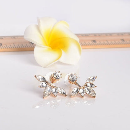 White Flower Earrings - Crystal Rhinestone-Jewearrings