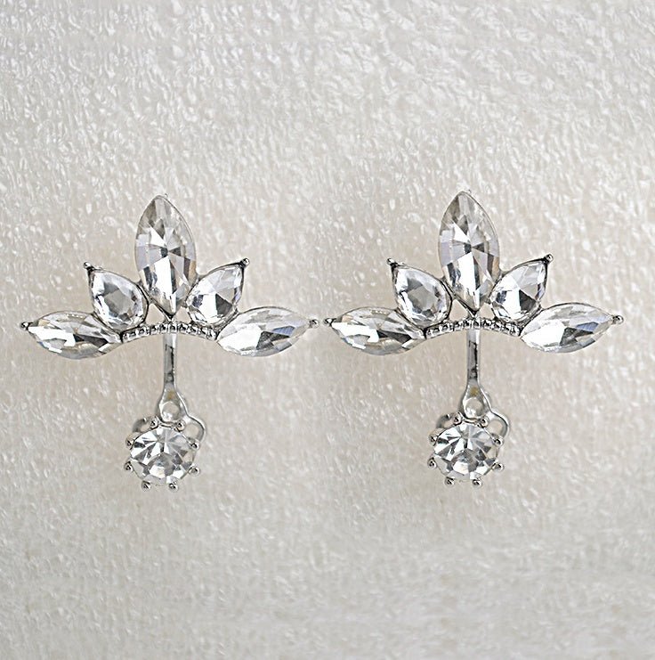 White Flower Earrings - Crystal Rhinestone-Jewearrings