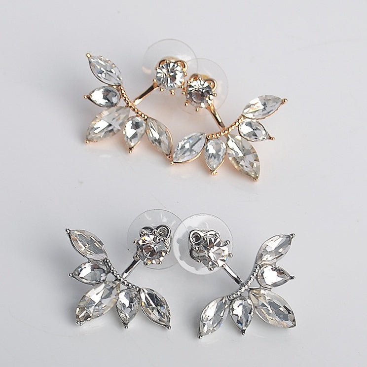 White Flower Earrings - Crystal Rhinestone-Jewearrings