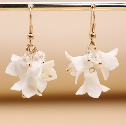 White Flower Earrings - Handmade Ceramic-Jewearrings