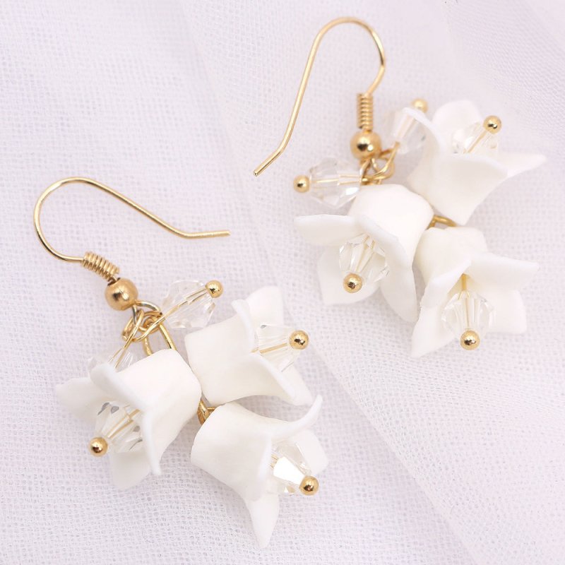 White Flower Earrings - Handmade Ceramic-Jewearrings