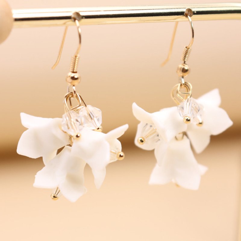 White Flower Earrings - Handmade Ceramic-Jewearrings