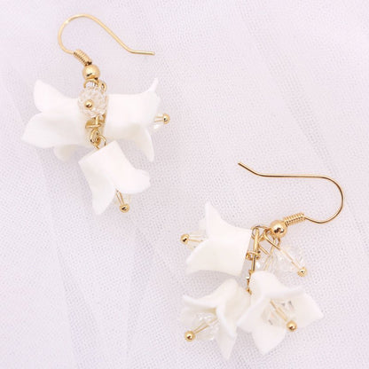 White Flower Earrings - Handmade Ceramic-Jewearrings