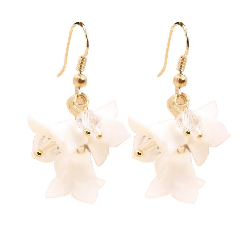 White Flower Earrings - Handmade Ceramic-Jewearrings