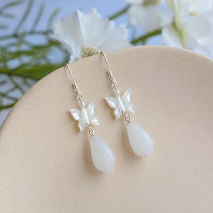 White Flower Earrings Magnolia Hanfu Accessory-Jewearrings