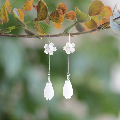 White Flower Earrings Magnolia Hanfu Accessory-Jewearrings