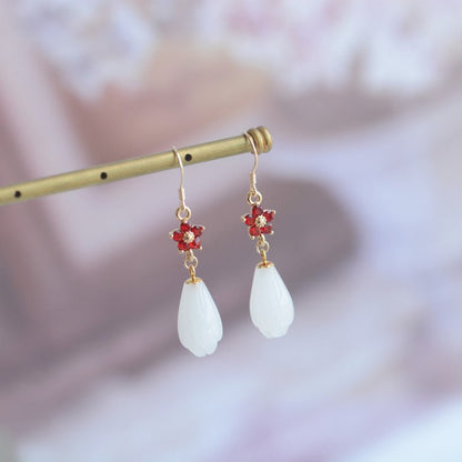 White Flower Earrings Magnolia Hanfu Accessory-Jewearrings