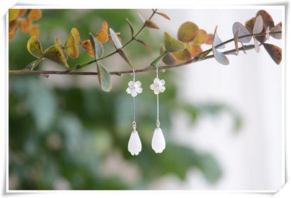 White Flower Earrings Magnolia Hanfu Accessory-Jewearrings