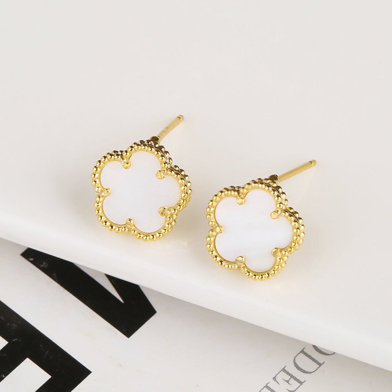 White Flower Earrings - Natural Stone-Jewearrings