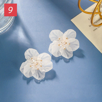 White Flower Earrings - Romantic Style-Jewearrings