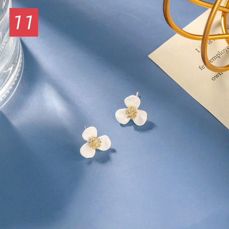 White Flower Earrings - Romantic Style-Jewearrings