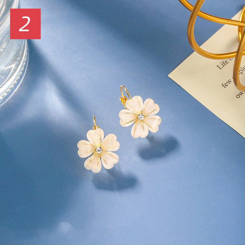 White Flower Earrings - Romantic Style-Jewearrings