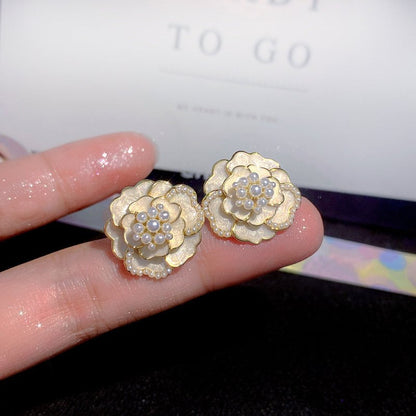 White Flower Earrings Rose Drop Oil Trendy Jewelry-Jewearrings