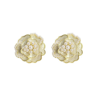 White Flower Earrings Rose Drop Oil Trendy Jewelry-Jewearrings