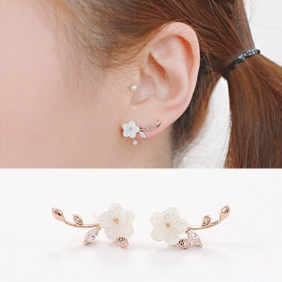 White Flower Earrings - Shell & Sterling Silver-Jewearrings