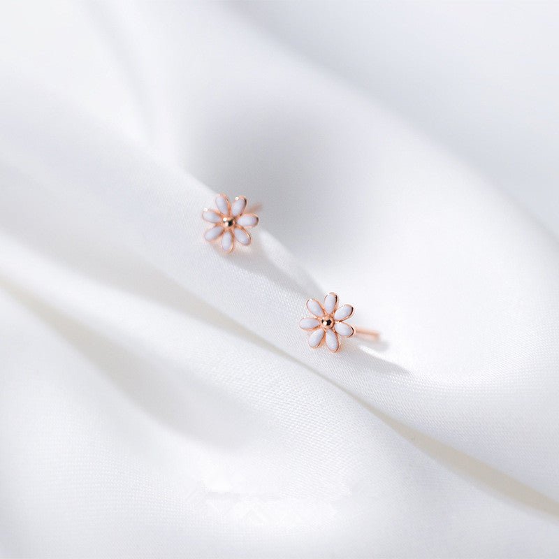 White Flower Earrings Studs-Jewearrings