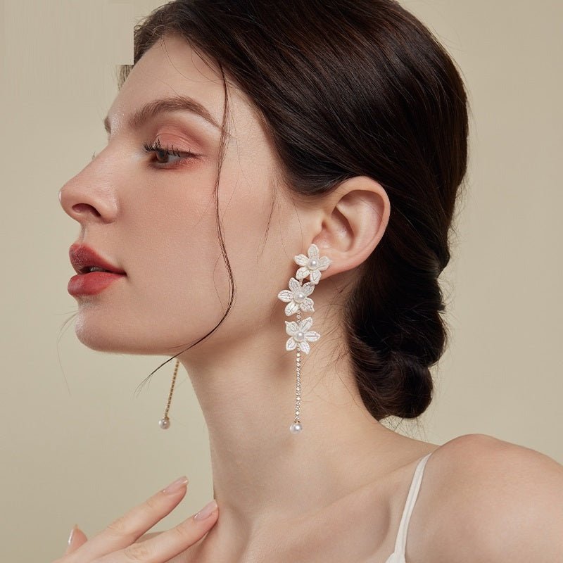 White Flower Earrings Tassel Fairy-Jewearrings