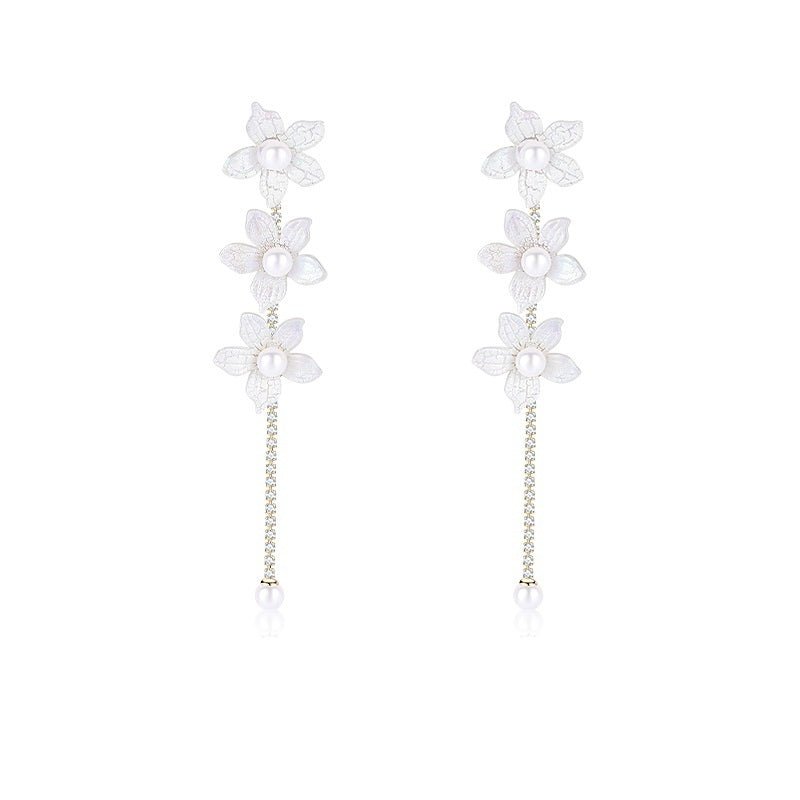 White Flower Earrings Tassel Fairy-Jewearrings