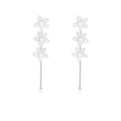 White Flower Earrings Tassel Fairy-Jewearrings