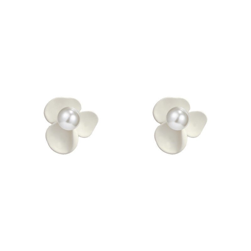 White Flower Earrings - Vintage Silver-Jewearrings