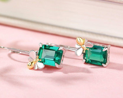 White Flower Earrings Zircon Micro-set Gold-plated-Jewearrings