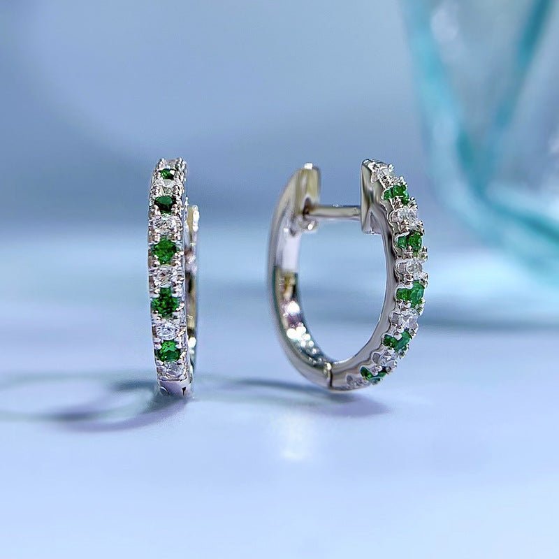 White Green Blue Diamond Earrings-Jewearrings