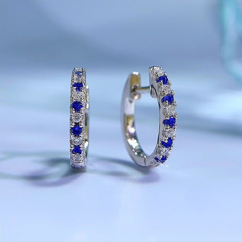 White Green Blue Diamond Earrings-Jewearrings