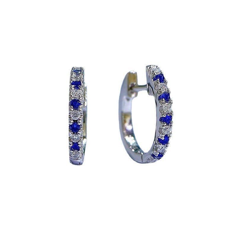 White Green Blue Diamond Earrings-Jewearrings