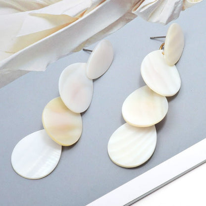 White Shell Tassels European Style Fashion Earrings-Jewearrings