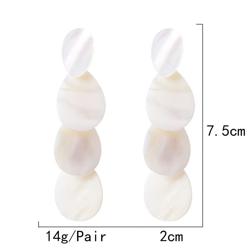 White Shell Tassels European Style Fashion Earrings-Jewearrings