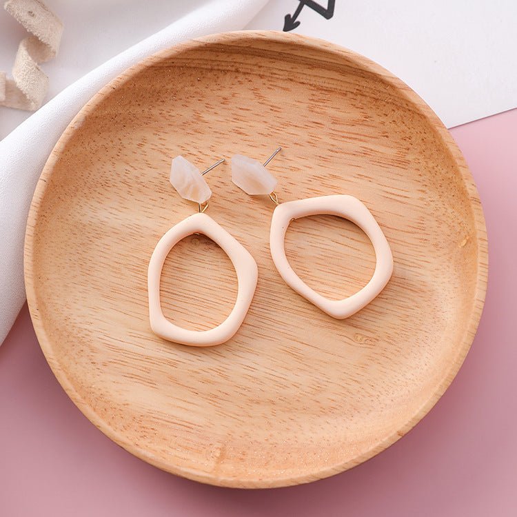 Wild hollow irregular acrylic earrings female geometric contrast color marble earrings-Jewearrings