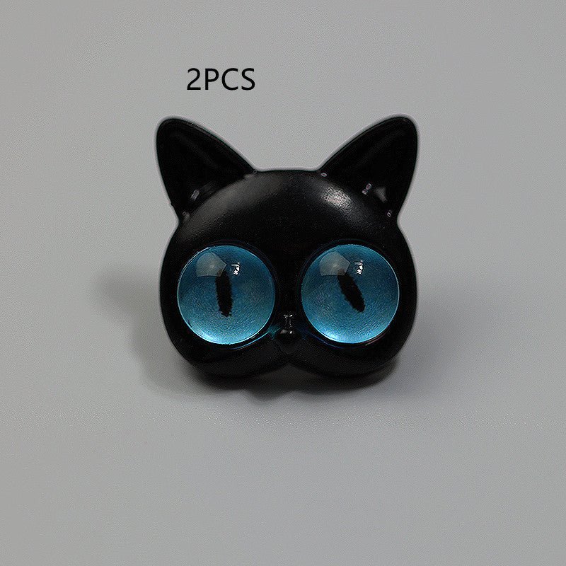 Wind-up Big Blue-eyed Cat Earrings-Jewearrings