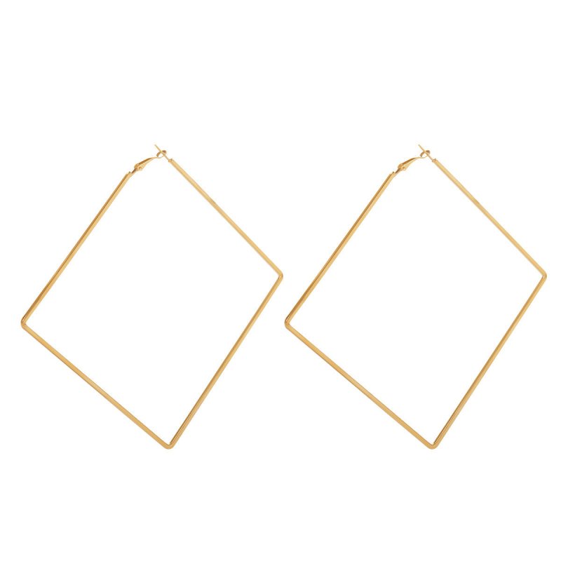 Wispy Simple Big Circle Geometric Stud Earrings Rhombus-Jewearrings