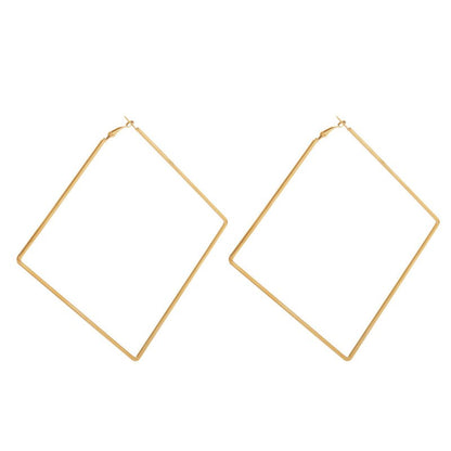 Wispy Simple Big Circle Geometric Stud Earrings Rhombus-Jewearrings