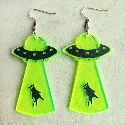 Witch's Hearth Fluorescent Acrylic Earrings-Jewearrings