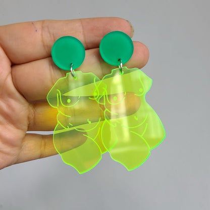 Woman Body Earrings Acrylic Jewelry Transparent Fluorescent Engraving-Jewearrings