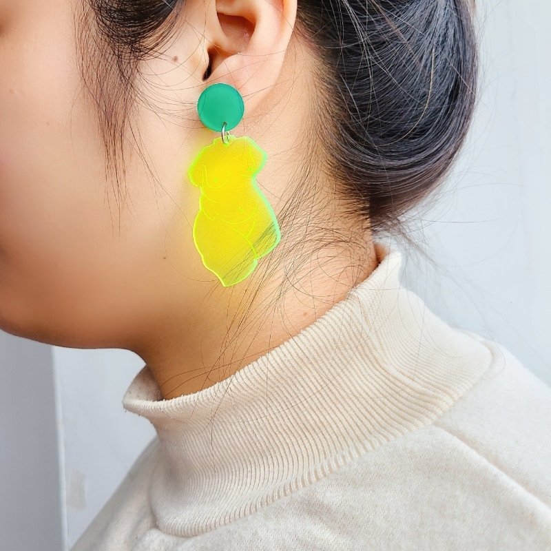 Woman Body Earrings Acrylic Jewelry Transparent Fluorescent Engraving-Jewearrings