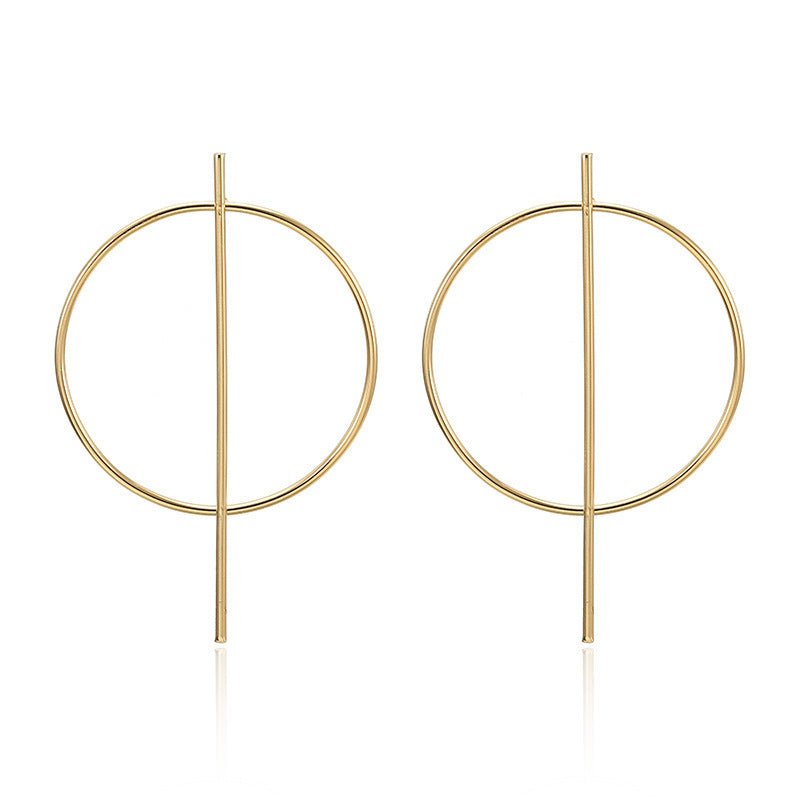 Women Big Geometric Statement Gold Metal Drop Earrings-Jewearrings