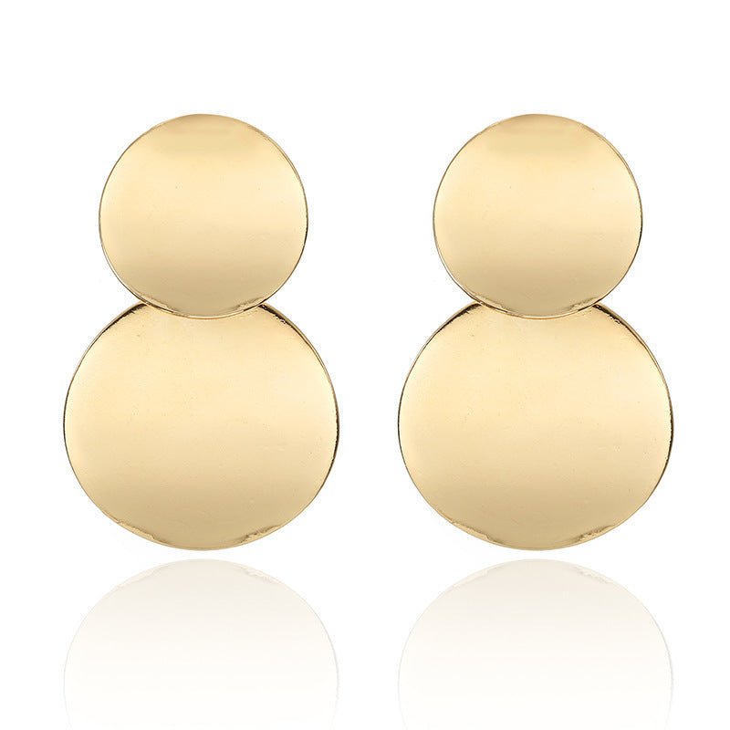 Women Big Geometric Statement Gold Metal Drop Earrings-Jewearrings