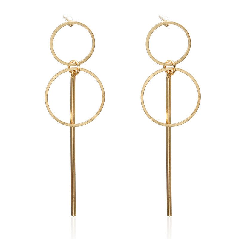 Women Big Geometric Statement Gold Metal Drop Earrings-Jewearrings