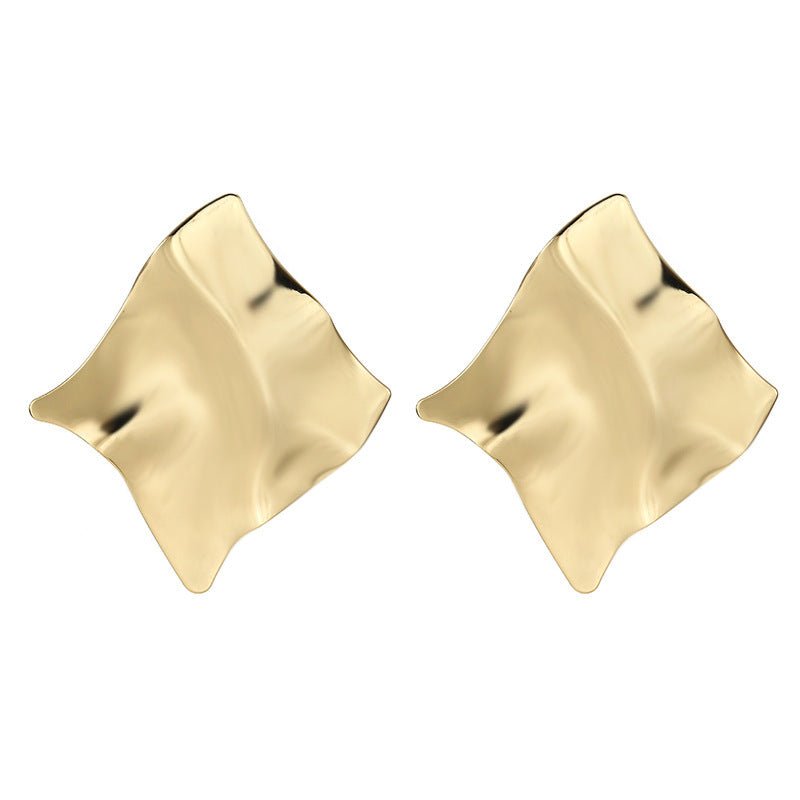 Women Big Geometric Statement Gold Metal Drop Earrings-Jewearrings