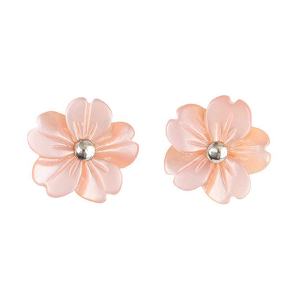 Women's 925 Sterling Silver Shell Small Flower Earrings-Jewearrings