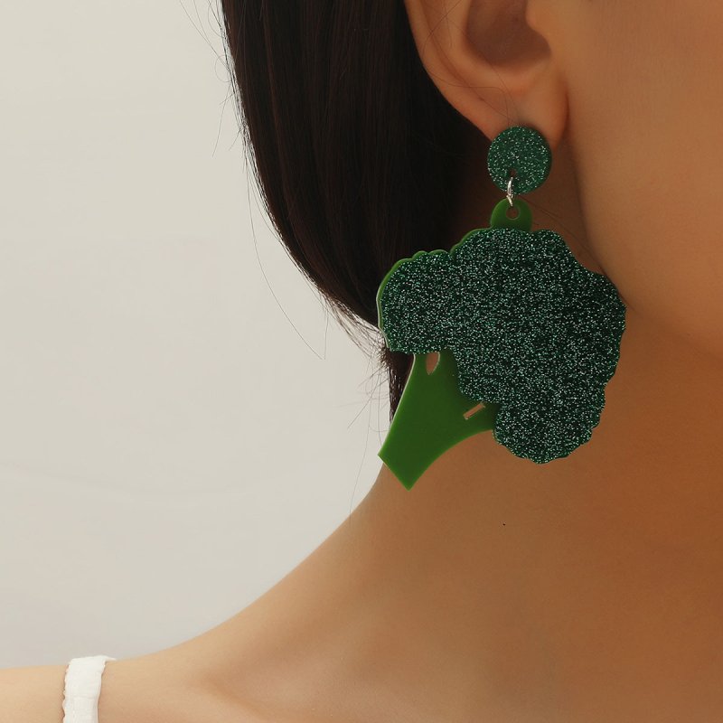 Women's Acrylic Fashion Personality Broccoli Earrings-Jewearrings