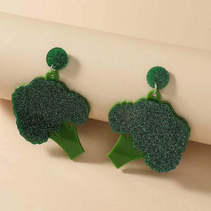 Women's Acrylic Fashion Personality Broccoli Earrings-Jewearrings