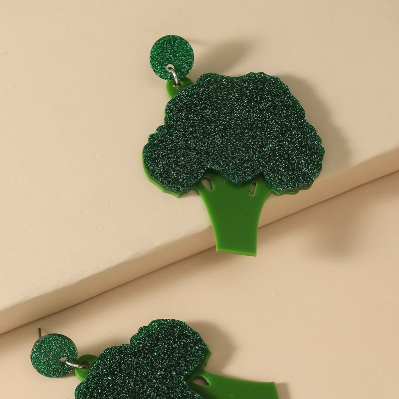 Women's Acrylic Fashion Personality Broccoli Earrings-Jewearrings