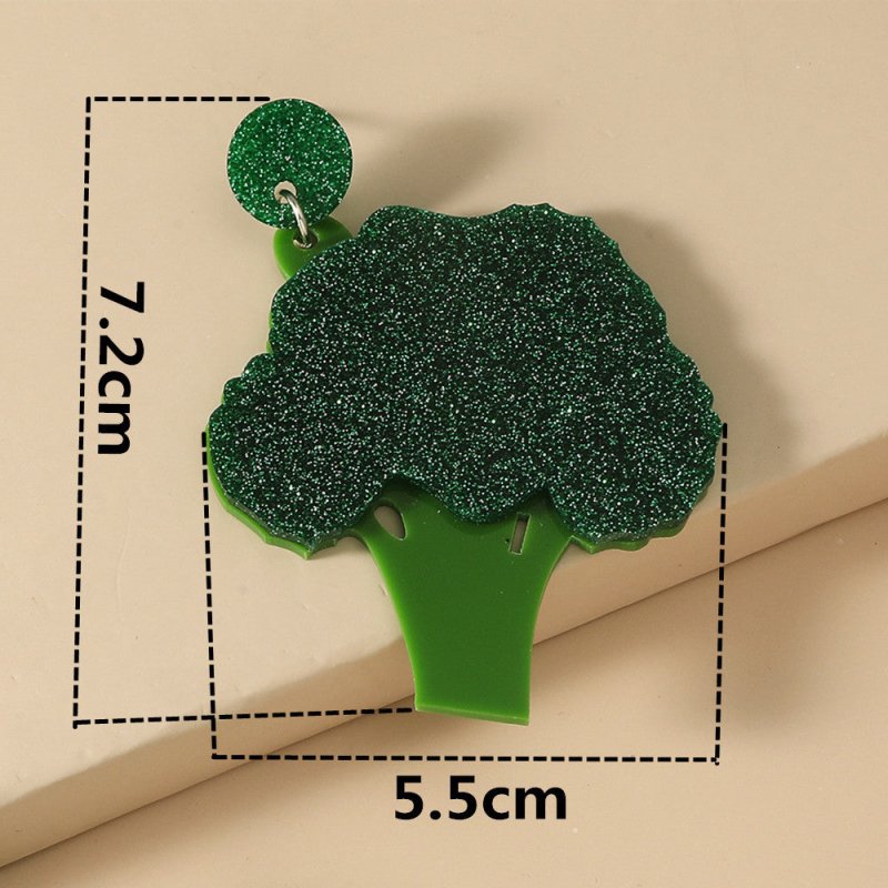 Women's Acrylic Fashion Personality Broccoli Earrings-Jewearrings