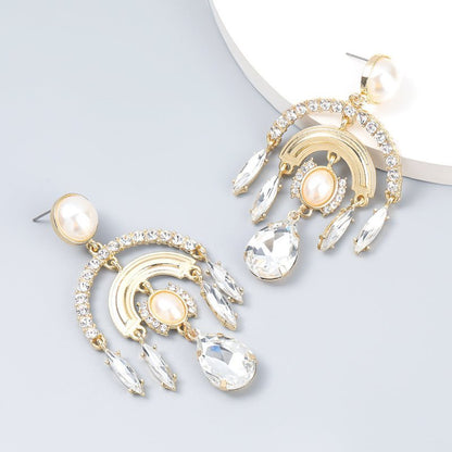 Women's Alloy Diamond And Pearl Earrings Earrings-Jewearrings