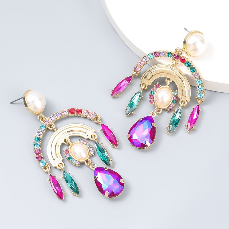 Women's Alloy Diamond And Pearl Earrings Earrings-Jewearrings